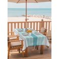 thumbnail image 2 of 54x80 Inch Outdoor Tablecloth with Umbrella Hole Zipper Rectangle Turquoise Aqua Stripes Rectangular Tablecloths Outside Waterproof Modern Gradient Minimalist Lines Patio Table Cover for Picnic Party, 2 of 8