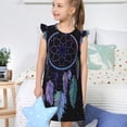 thumbnail image 4 of Balery Dreamcatcher With Colorful Feathers Camisón de princesa para niñas, pijama de algodón con mangas abullonadas, suave y bonito.-X-Large, 4 of 6
