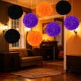 thumbnail image 4 of MYUNNIL Halloween Tissue Pom Poms, 6 Pcs Black Orange Purple Hanging Paper Flowers Ball Decorations, 10 Inch Lightweight Halloween Ceiling Ornaments for Wall Window Holiday Party Decor, 4 of 7