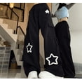 thumbnail image 2 of Mono con estampado de estrellas y múltiples bolsillos para mujer, pantalones holgados de talle alto estilo retro americano, estilo Y2K, informales, rectos y modernos, con pernera ancha, 2 of 4