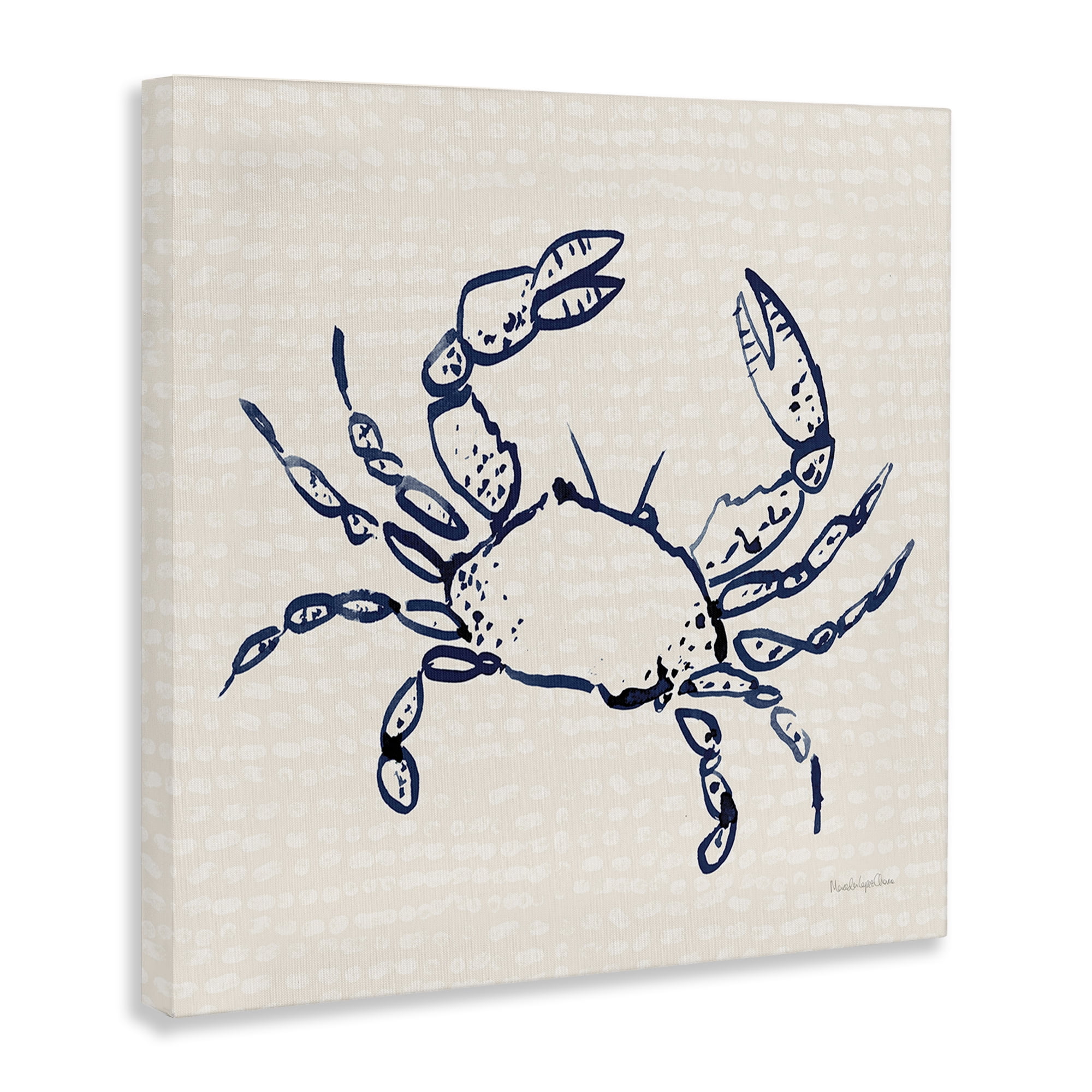 Stupell Industries Crab with Dotted Background Animals & Insects Painting Gallery Wrapped Canvas Art Print Wall Art, 17 x 17