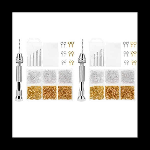 Kit de Herramientas de Resina con 2 Pieza de Broca Manual de Tornillo de Fijación 20 Piezas de Broca Y 800 Piezas de Pernos de Ojo de Tornillo para Hacer Colgantes de DIY