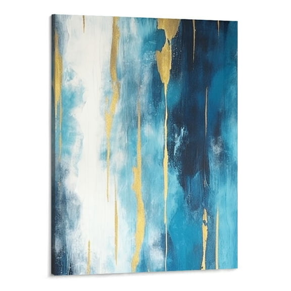 Creowell Blue Abstract Canvas Wall Art: Colorful Oil Painting Artwork Picture for bedroom(16x20 Inch)