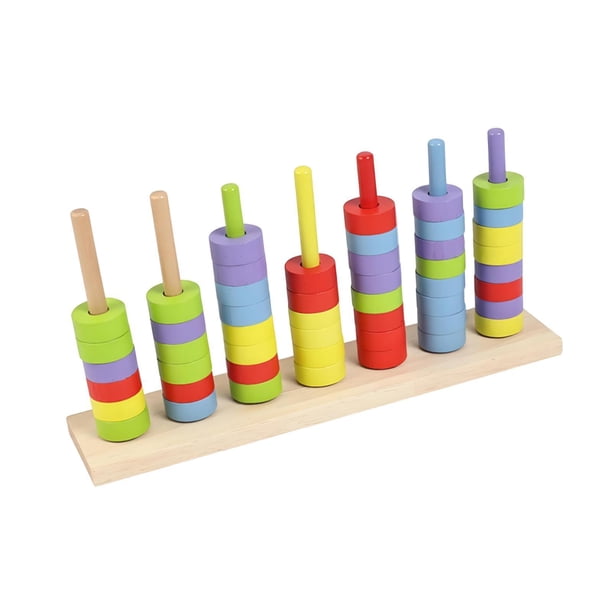 Juguete de madera para clasificar colores y apilar, juego de conteo, ideal como regalo de cumpleaños para niños y niñas. 5 colores