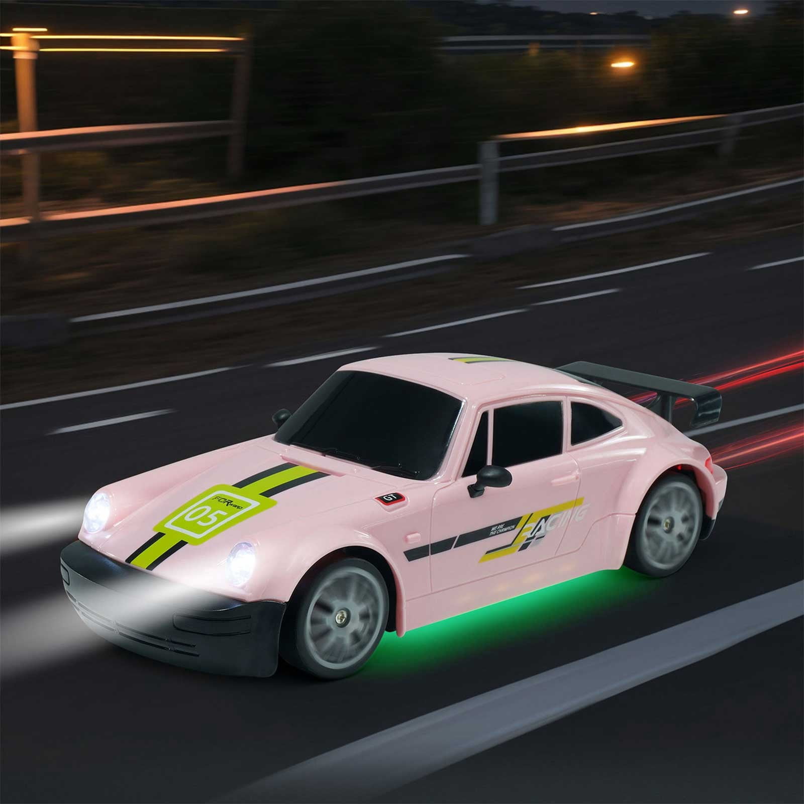 ​1:20 Scale RC Drift Car - 2.4GHz 4WD, 20KM/H High Speed, Rechargeable, LED Lights & Drift Tires (Remote Control Racing Car)​​ A