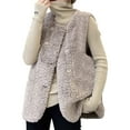 thumbnail image 2 of qolati Women's Shaker Fleece Vest Casual Sleeveless Sherpa Vests Jacket Lightweight Button Down Waistcoat Outerwear with Pockets, 2 of 3