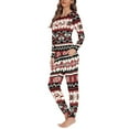 thumbnail image 3 of Renewold Christmas Family Pajamas Matching Sets Aztec Ethnic Snowflake Nightwear Tracksuit for Women Size XL 2 PCS Skin Friendly Sleepwear Long Pants Set, 3 of 5