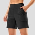 thumbnail image 4 of Landzoo Shorts For Women Solid Color Elastic Waist With Pockets Summer Comfortable Women Shorts Size L Black, 4 of 8
