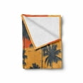 thumbnail image 2 of Beach Saying Soft Flannel Fleece Throw Blanket, Florida Coast with Grunge Effect Setting Sun Palm Trees, Cozy Plush for Indoor and Outdoor Use, 60" x 80", Orange Marigold, by Ambesonne, 2 of 6