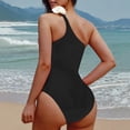 thumbnail image 4 of Womens One Piece Bathing Suit Open Back Halter/One Shoulder Slimming Beach Summer Outfit Cute Swimwear (XL, Black), 4 of 6