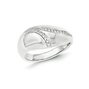 Sterling Silver Polished Cubic Zirconia Dome Ring - Ring Size: 6 to 8