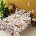 thumbnail image 2 of Ambesonne Birds and Nature Fitted & Flat Sheet with Sham 3 Pcs Set, Japanese Sparrow, Twin XL, Vermilion Pale Pink Cream, 2 of 5