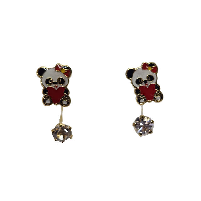 ARETES TIPO TELEFONO DE OSA CORAZON ROJO