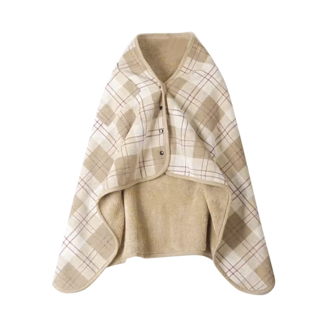 fsxdhpcsgfc Wearable Blanket Soft Shawl Button Closure Warm Snap Wrap Shawl Multifunction Double Layer Soft Warm Tartan Shawl Throw Blanket Scarf Neck Shoulder Blanket Pad (51 Large Throw Blankets for