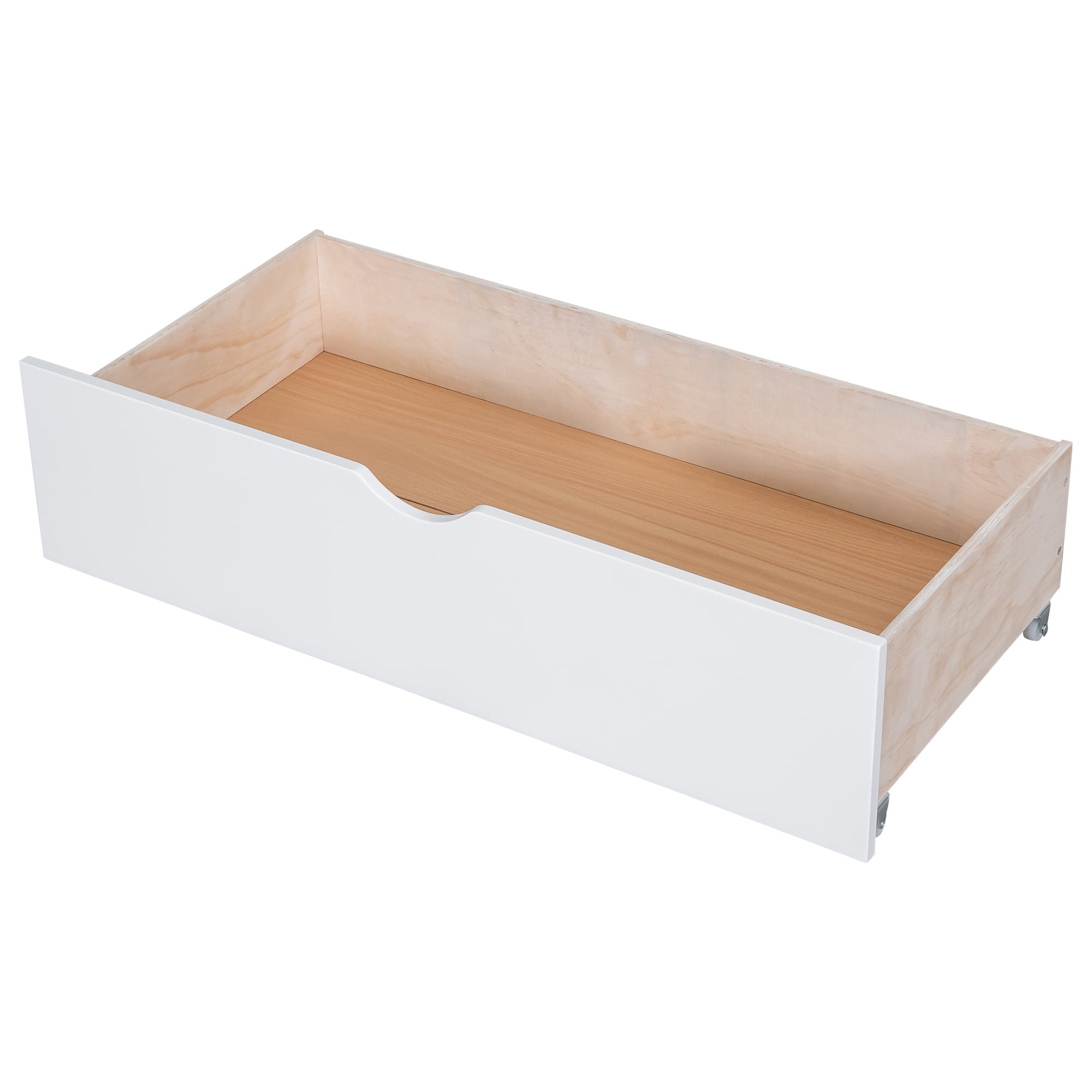 Euroco Twin Size Wood House Double Platform Beds, House Shaped Roof and Windows, 2 Drawers for Kids