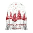 thumbnail image 3 of Women Christmas Tree Print Button Down Shirt Long Sleeve Casual Loose Fit Holiday Blouse Merry Christmas Top, 3 of 5