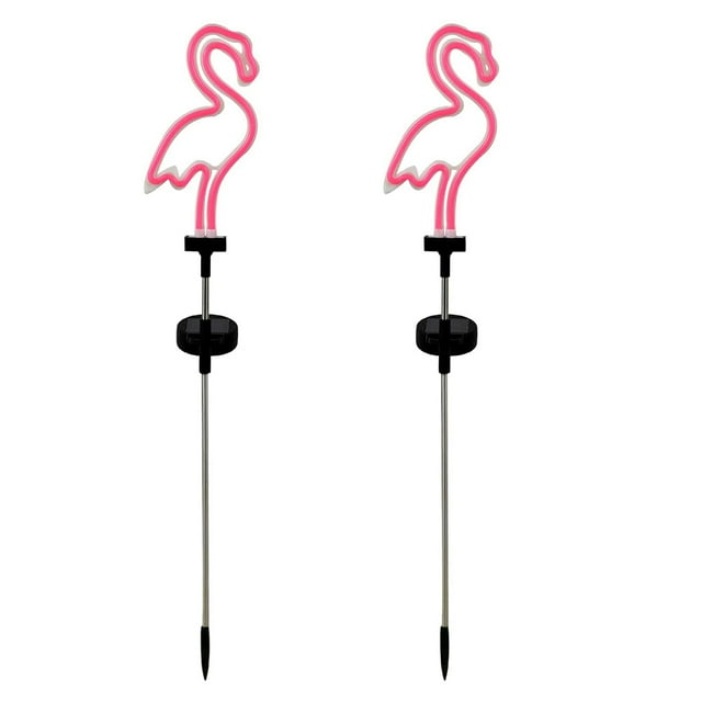 Paquete de luces solares de jardín Ormromra con flamencos de neón rosa CPB-US-DYP157