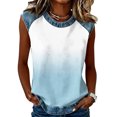 thumbnail image 3 of Trgacdwlo Women Tank Tops Gradient Crew Neck Sleeveless Shirts for Women Patchwork Summer Vintage Womens Top, 3 of 7