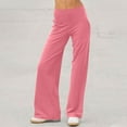 thumbnail image 2 of CHIUNL Straight Leg Yoga Pants for Women, High Waisted Pocketless Tummy Control Leggings, Minimalist Buttonless Wide Leg Lounge Pants for Office (Pink XXL), 2 of 8