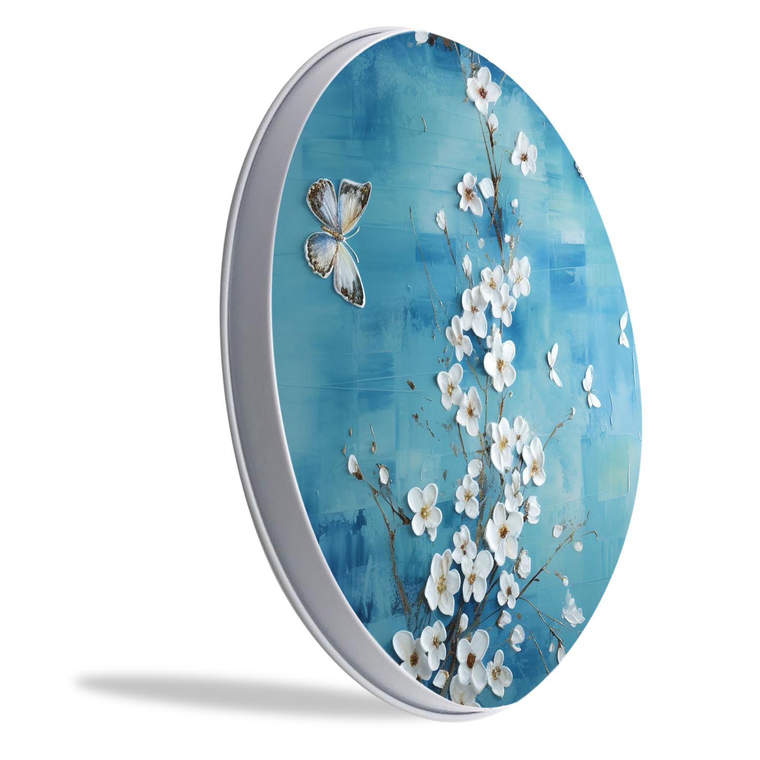 Round Stove Burner Covers 4 Pcs Round Gas Stove Burner Cover 8Inch And 10Inch for ,Blue Tulips with Willow and Butterflies pattern