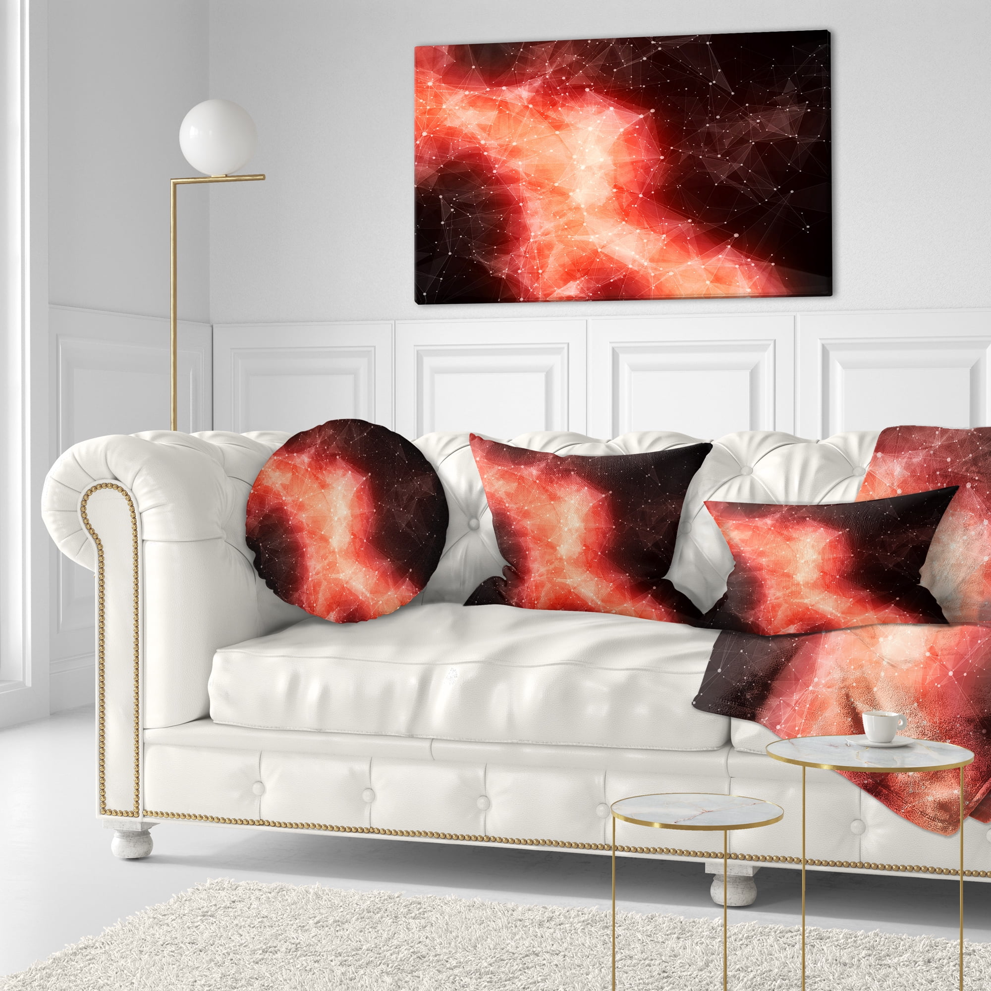 Designart Red Nebula in Cosmos - Contemporary Throw Pillow - 12x20