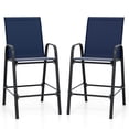 thumbnail image 2 of Costway 2 PCS Outdoor Bar Stools 29" Fabric Bar Height Stools with Armrests & Footrest Navy, 2 of 10