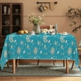 thumbnail image 2 of Teal Blue Table Cover for Rectangle Tables,Bohemia Linen Table Cloth,Tablecloth for Dining Kitchen Decor Party,60x84, 2 of 5