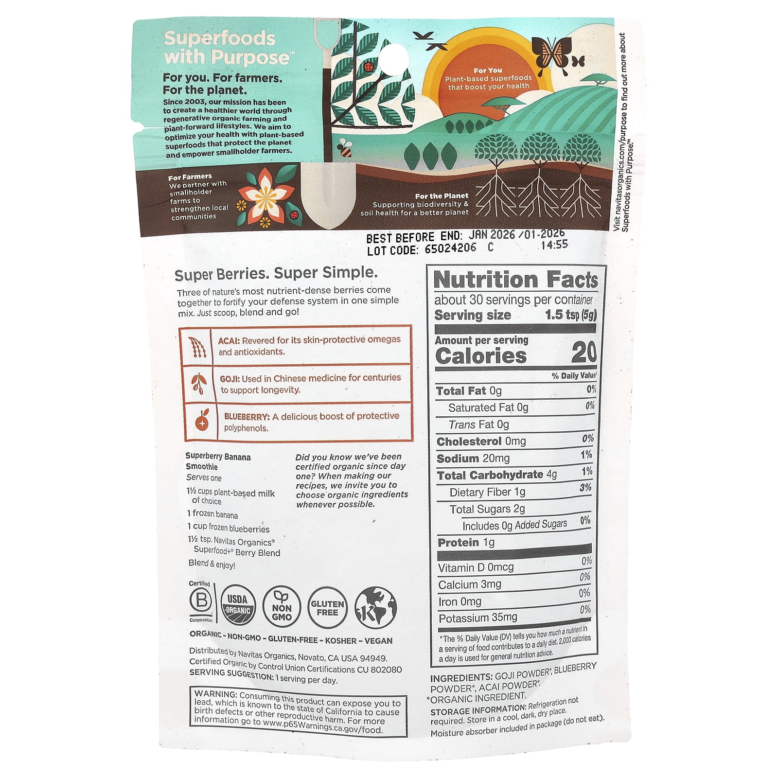 Navitas Organics Superfood Adaptogen Blend, Organic, Maca Reishi Ashwagandha