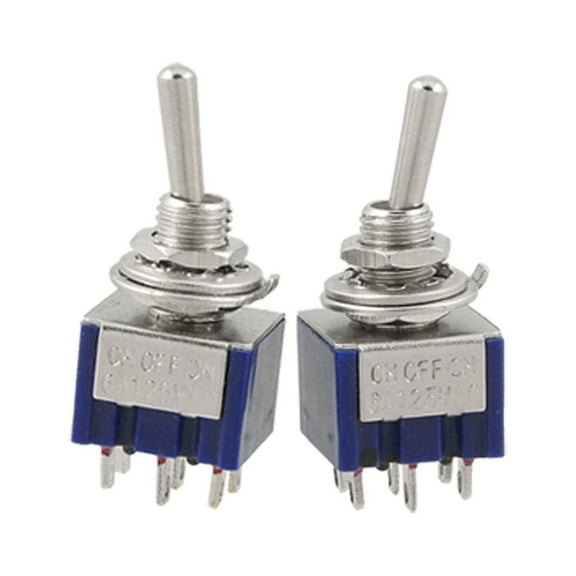 125V 6A DPDT 3 Position ON/OFF/ON Latching Toggle Switchs 2 Pcs