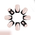 thumbnail image 3 of Press on Nails GUAACCB French Tip Black con diseño de lazo 3D, 3 of 7