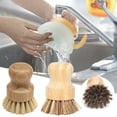 thumbnail image 2 of Wooden Dish Brush, Natural Dish Scrub Brush, Sisal Bristles Dish Scrubber Brush, Kitchen Scrub Brush with Handle for Home Restaurant Bowls Plates Dishes Pots Pans Cleaning, 1Pc(Khaki,3.1x2"), 2 of 5