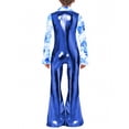 thumbnail image 2 of iiniim Combinaison Pantalon à Pattes d'Éléphant Zippée Imprimée Patchwork pour Garçons, Tenue de Fête Disco, pour Performance sur Scène, Bleu Royal 14, 2 of 5
