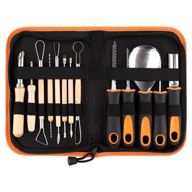 Herramientas Profesionales para Tallar Calabazas de Halloween, Corte de material acero Inoxidable, Grabado, Manualidades, de Cuchillos, Suministros Bolsa de almacenamiento 13PCS