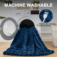 thumbnail image 3 of Dhole Heated Blanket Throw with 4 Hours Auto-Off 6 Heat Level, 50" * 60" Cozy Faux Rabbit Fur Bubble Electric Throw with Overheat Protection, Soft Fast Heating Blanket with ETL (Navy), 3 of 11