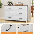 thumbnail image 3 of Uforic Farmhouse 6-Drawer Wooden Dresser TV Stand with Power Outlet, with Large Storage Drawers and Bar Handles, for Living Room,, 3 of 6