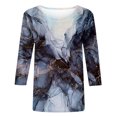 thumbnail image 4 of Hauts Aguichant Mode Femme Manches Courtes Col Rond Rétro Imprimé Hauts Amples Blouse Manches Trois Quarts Blouses Mignonnes pour Femmes Tendance en Liquidation, 4 of 4