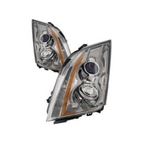 Front Halogen Headlight Assembly Set of 2 - Compatible with 2008 - 2014 Cadillac CTS 2009 2010 2011 2012 2013