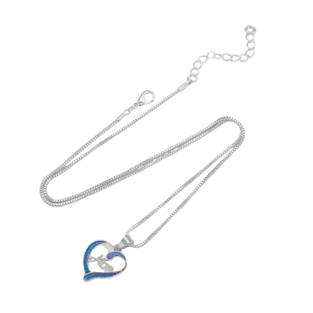 Collar para el día de la madre, collar con colgante de corazón, regalo romántico, collar elegante para mujer, joyería para celebración, aniversario Color plata