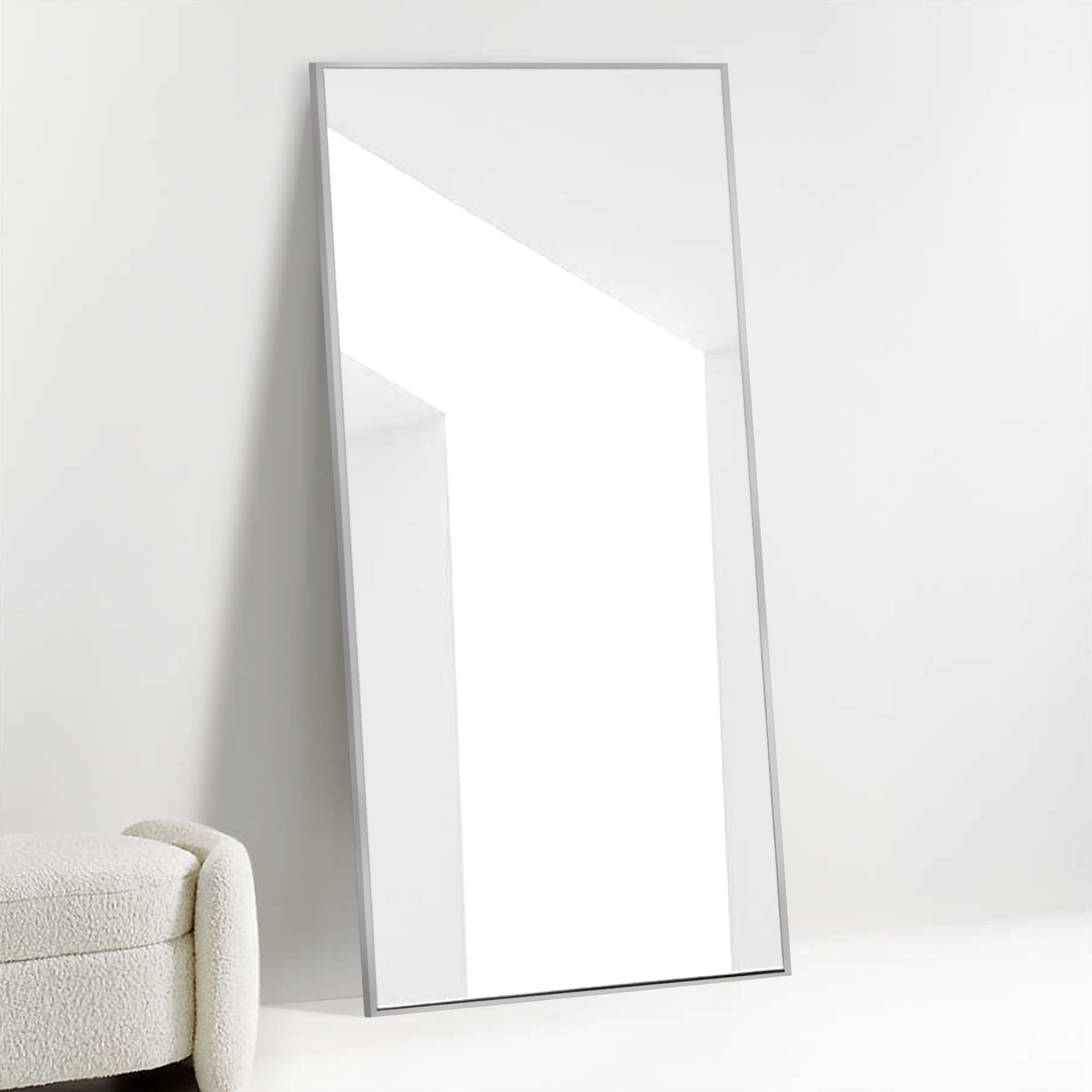 71"x24" Rectangular Full Length Floor Mirror with Stand Silver