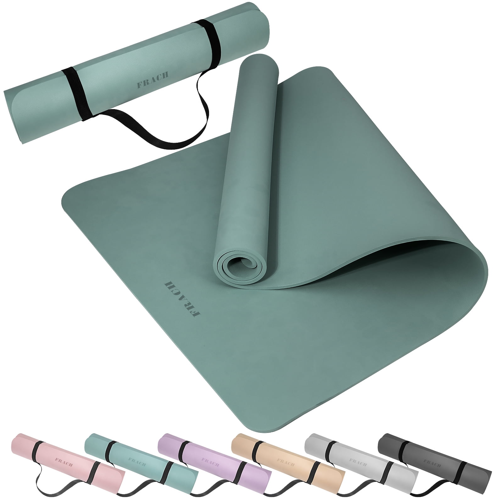 Frach Yoga Mat Extra Wide 31.5",0.3" Thick with Strap,Eco-friendly Anti-Slip Workout Mat for Outdoor and Home,Travel and Gym(Green)