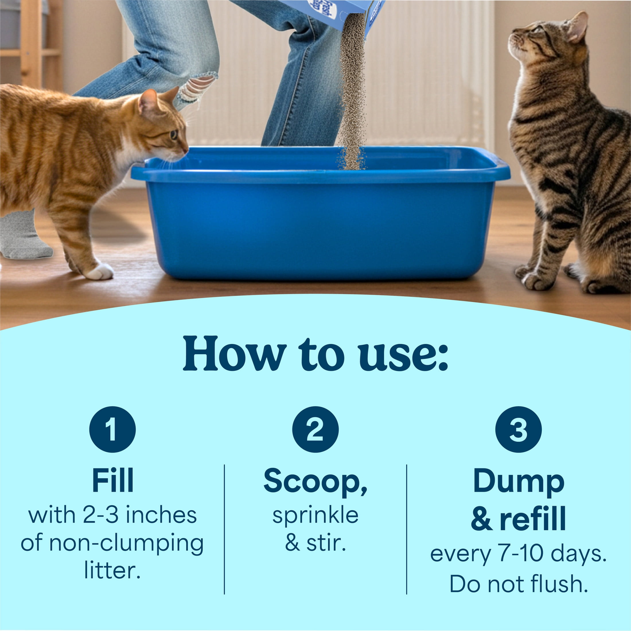 (2 pack) Fresh Step Non-Clumping Multi-Cat Premium Clay Cat Litter, Febreze Freshness Scent, 35 lb Bag
