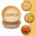 thumbnail image 1 of Prahalum 150PCS Disposable Air Fryer Parchment Paper Liners Non-stick Assecories , Rounds 7.9inch Airfryer Accessory Steamer Food-Grade Perforated Paper Liner for Cooking Baking Roasting Microwave, 1 of 7