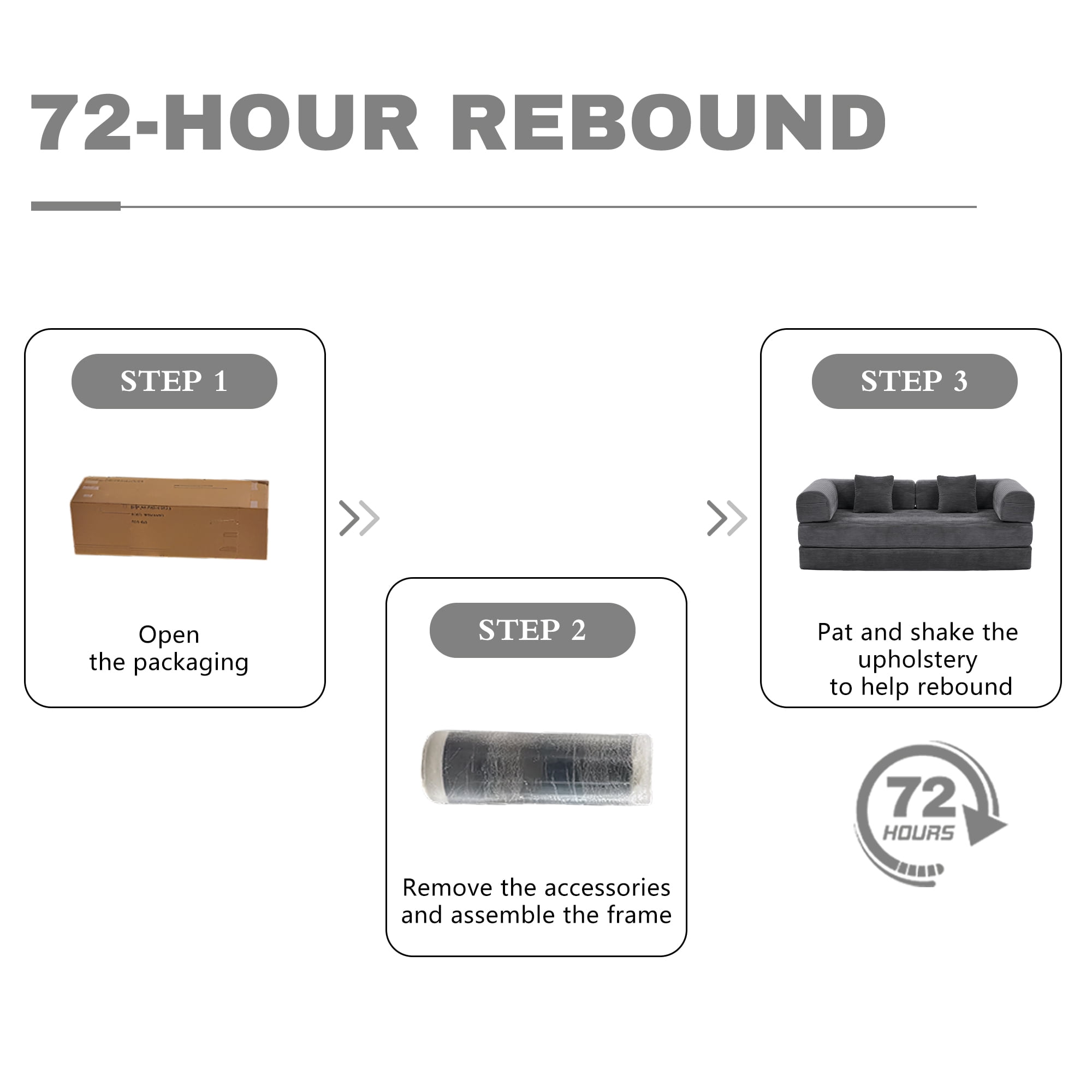 GAOHAPY 80" Convertible Sleeper Sofa Bed, Corduroy Foldable Futon Couch with Pillows, No Assembly Sofa  for Living Room Small Spaces Apartment ,Dark Grey