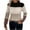 Khaki, variant on qelini Color Block Sweater for Women Crewneck Pullover Sweaters Long Sleeve Knitted Tops Dressy Warm Blouses