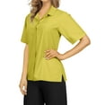 thumbnail image 5 of HAPPY BAY Women's Casual Blouses Shirt TShirts Short Sleeve Button Down Dress Tops Tee Shirts Hawaiian Blouses for Women XXL Solid, Autumn Mustard, 5 of 5