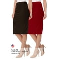 thumbnail image 5 of Women's 2 Pack High Waist Stretch Pull On Pencil Midi Skirt Casual Office Soft Fit, 5 of 5