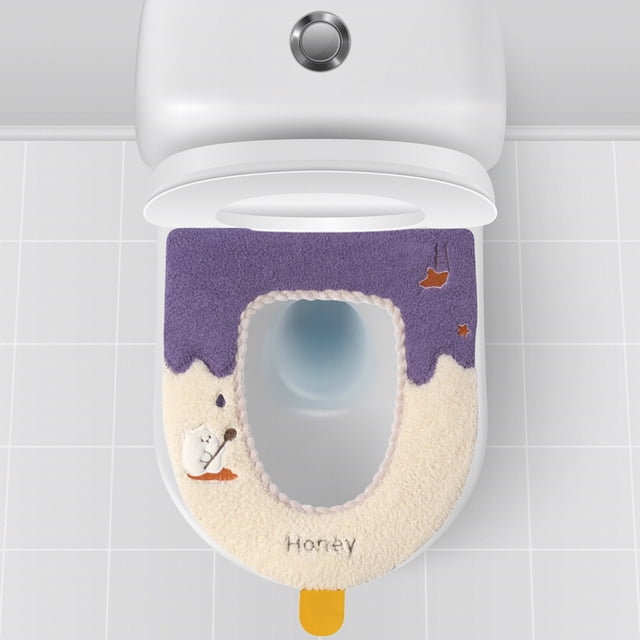 Fall And Winter Toilet Seat Thickened Household Warm Sitting Toilet Cover Furry Toilet Seat Cushion