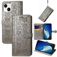 thumbnail image 1 of Funda Cartera FOXDOCK para iPhone 15 Plus , Flip PU con Relieve de Gatos y Perros, Tarjetero y Soporte, 1 of 6