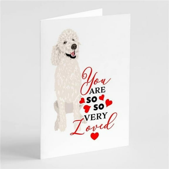 Poodle Standard White so Loved Greeting Cards and Envelopes Pack of 8 7 in x 5 in