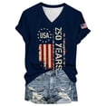 thumbnail image 5 of NMMUED Women's 250 Years Patriotic Shirts 4th of July Tops V Neck Vintage American Flag Graphic Tees Independence Day Summer Casual Short Sleeve T-shirts Holiday Outfits Navy M, 5 of 9